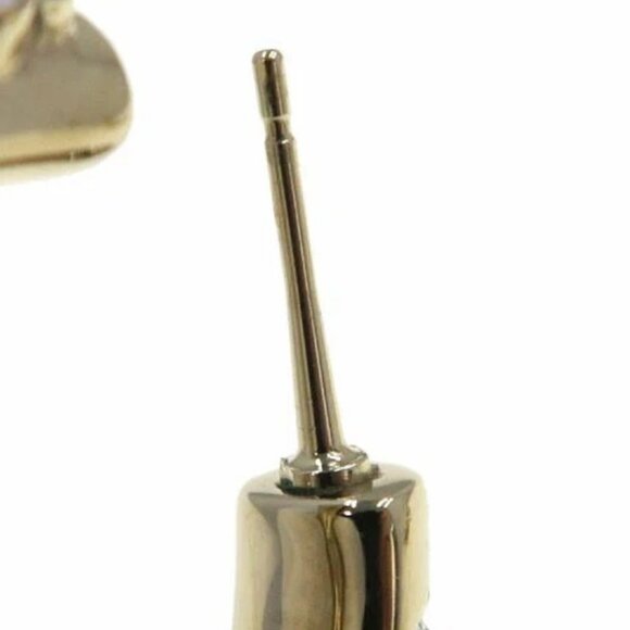 CHANEL CC Rhinestone Pearl Clover Camellia Hoop Earrings Gold Tone B22S Auth D-r - Picture 8 of 9